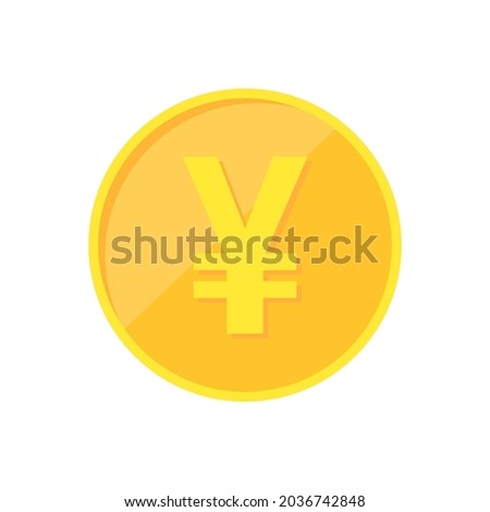 Yen coin. Japanese yen gold coin isolated on white background. Vector illustration