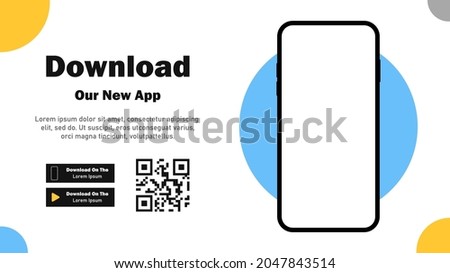 Mobile App. Download app. Banner page for downloading a mobile application. Smartphone blank screen for your applications. Vector illustration
