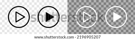 Play button icons. Set of symbol on a transparent background. Video audio player. Vector illustration