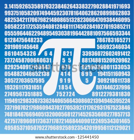 Sign and Pi number written on light blue background