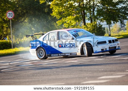 ZAGREB, CROATIA - MAY 9, 2014: 40th INA Delta Rally, the oldest, and most popular car racing event in Croatia. Marko BRKLJACIC in BMW E36 325 turbo