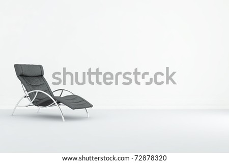 Black leather Armchair to face a blank wall, cgi