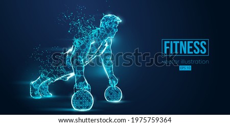 Abstract silhouette of a wireframe bodybuilder. Man on the blue background. Gym. Convenient organization of eps file. Vector illustration. Thanks for watching Foto stock © 