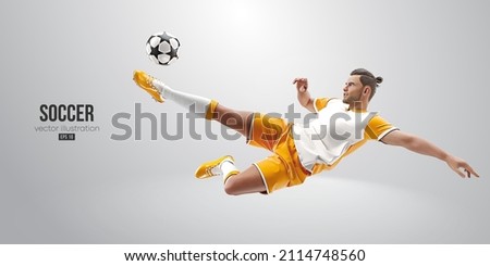 football soccer player man in action isolated white background. Vector illustration