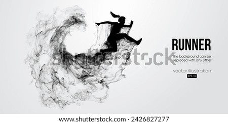 Abstract silhouette of a running athlete on white background. Runner woman are running sprint or marathon. Vector illustration