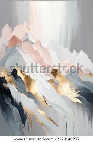 pink and golden Mountain and clouds Abstract art background. minimal Luxury  watercolor background with brush texture. Wallpaper design for prints, cover, banner, wall art and home decoration	