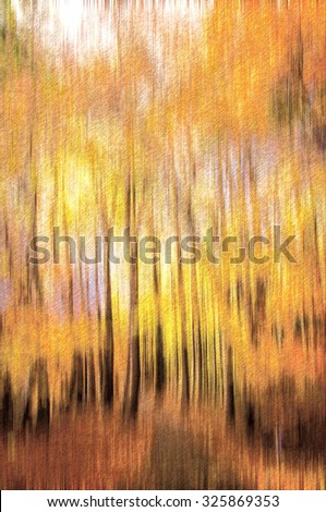 Digital pencil sketch from a photograph of an abstract forest with motion blur