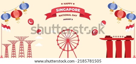 Singapore's independence day August 9th.horizontal Banner template design Illustartion