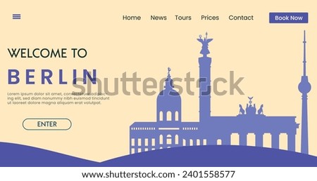 Welcome to Berlin Skyline background vector illustration. Travel and Tourism poster. Germany Landmarks. 