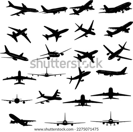 Plane collection, black planes for education, flight set, planes silhouette set EPS10