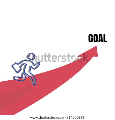 Businessman running to Goal door, business concept