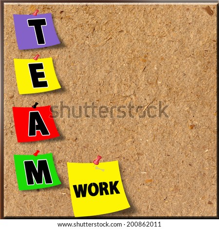 illustration of cork board with individual letters tacked on - \