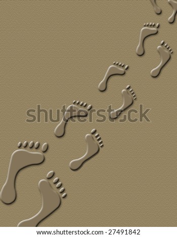 Background print of footprints in sand