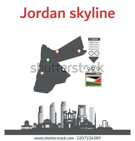 Amman skyline horizontal banner. Black and white silhouette of Amman City, Jordan. Vector template for your design. 