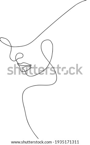 Woman face continuous line drawing. Vector illustration