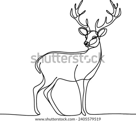 continuous line drawing of a deer. vector illustration