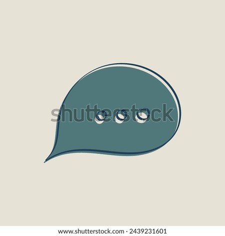 Speech bubble with ellipses. Chat, conversation, dialogue icon. Social network message or notification. Three dots. Drawn isolated symbol. Color outline image. Vector illustration.