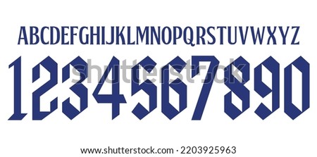 font vector team 2022 kit sport style font. football style gothic font, england font world cup. sports style letters and numbers for soccer team