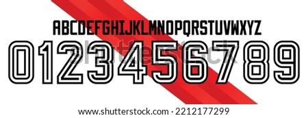 font vector team 2022 kit sport style font. football style font with lines. River font. The Millionaires.sports style letters and numbers for soccer team
