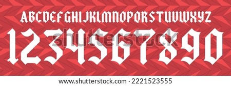 font vector team 2020 - 2021 kit sport style font. arsenal football style font gothic. premier league. sports style letters and numbers for soccer team