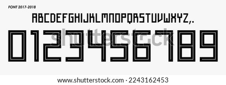 font vector team 2017 - 2018 kit sport style font. adidas font world cup. football geometric style font with lines inside. sports style letters and numbers for soccer team