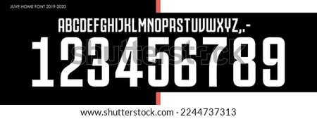 font vector team 2019 - 2020 kit sport style font. juventus home football style font. italy league. sports style letters and numbers for soccer team
