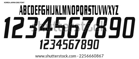 Adidas font vector team 2002 kit sport style font. font world cup korea japan. retro football geometric style font with lines. sports style letters and numbers for soccer team