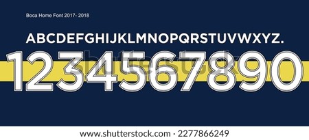 font vector team 2017 - 2018 kit sport style font. football style font with lines. Boca font. xeneize .sports style letters and numbers for soccer team