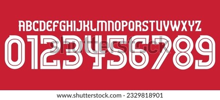 font vector team 2014-2015 kit sport style font. football style font with lines inside. liverpool home font england teams. premier league. sports style letters and numbers for soccer team