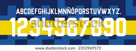 font vector team 2023 - 2024 kit sport style font. football style. boca font. Xeneize argentina. sports style letters and numbers for soccer team