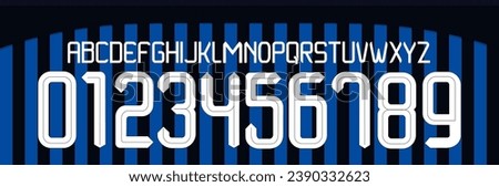 font vector team 2015 - 2016 kit sport style font. football style font with lines and points inside. Internazionale Nerazzurri. inter milan font. sports style letters and numbers for soccer team