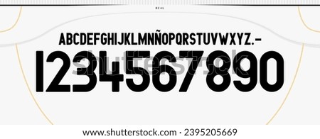font vector team 2009 - 2010 kit sport style font. real madrid font. football style font with lines inside. sports style letters and numbers for soccer team