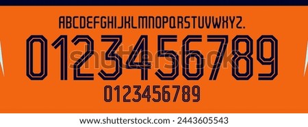 new font vector team Europe national team 2024, Netherlands font, kit sport style font. football style font with lines and points inside, sports style letters and numbers for soccer team