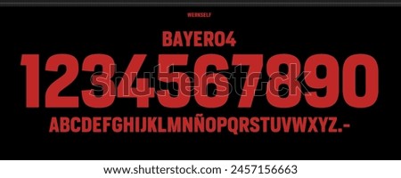 font vector team 2023 - 2024 kit sport style. football style font with lines. bayer font. The Reds font. sports style letters and numbers for soccer team