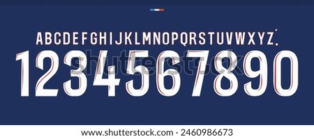 font vector team 2024 - 2025 kit sport style font. football style font with lines and points inside. Paris, psg, france font. sports style letters and numbers for soccer team