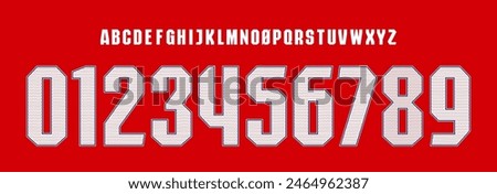 gunners font vector team 2024 - 2025 kit sport style font. football style font with lines inside, arsenal font. sports style letters and numbers for soccer team, england font	