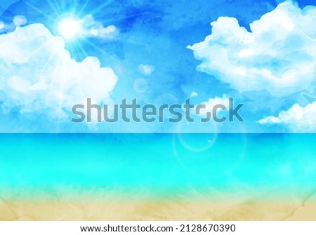 Vector illustration of blue sky and sea