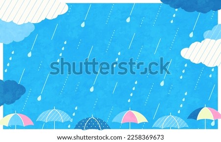 Vector illustration background with rain and umbrella.