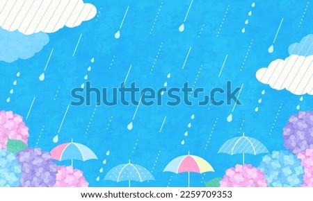 Vector illustration background of hydrangea and rainy season.
