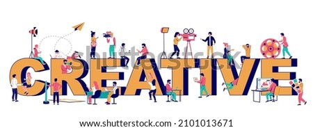 Creative people typography vector banner template. Graphic and motion designer, animator, digital artist, filmmaker creating animated video, movie.
