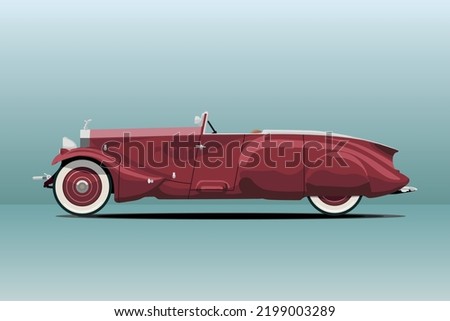 Old rolls royce car vector image. 1930 old car.