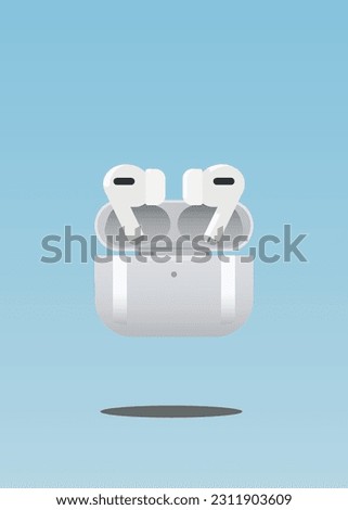 Set of colored wireless headphones airpods 3. Vector illustration.