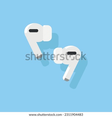 Set of colored wireless headphones airpods 3. Vector illustration.