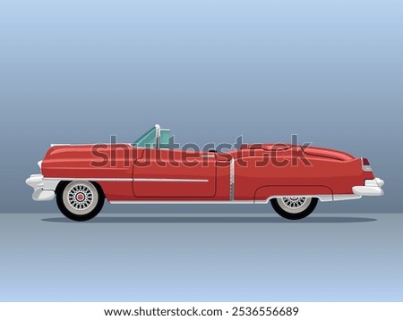 Retro car vector image. 1953 old car.