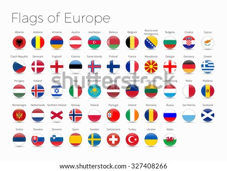 Circle Flags Of The World. Flags of Europe 