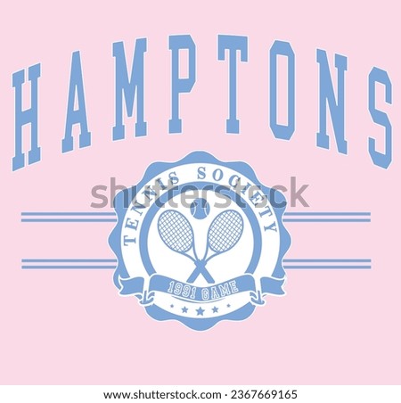 Tennis Varsity Luxury Racquet Club Hamptons Brooklyn Cute Emblem badge Embroidery Logo Slogan Apparel t-shirt tee Design 