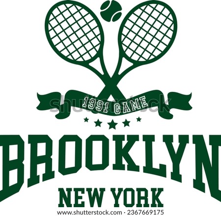 Tennis Varsity Luxury Racquet Club Hamptons Brooklyn Cute Emblem badge Embroidery Logo Slogan Apparel t-shirt tee Design 