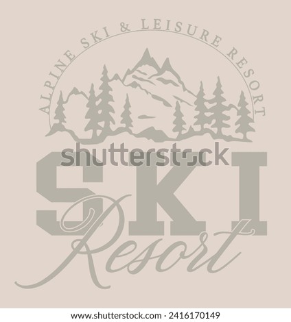 Ski club alpine mountain adventure winter cosy sports Varsity College Trending Graphic Tee t-shirt logo slogan artwork typography tote badge emblem crest