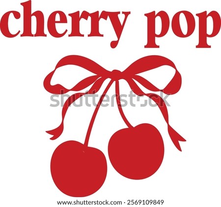 Cherry bow cherries bows pop girlie French red cute romantic ribbon coquette soft   Graphic Tee t-shirt logo slogan graphic artwork typography tote badge emblem crest 
