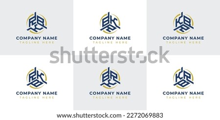 Letter RBK, RKB, BRK, BKR, KRB, KBR Hexagonal Technology Logo Set. Suitable for any business.